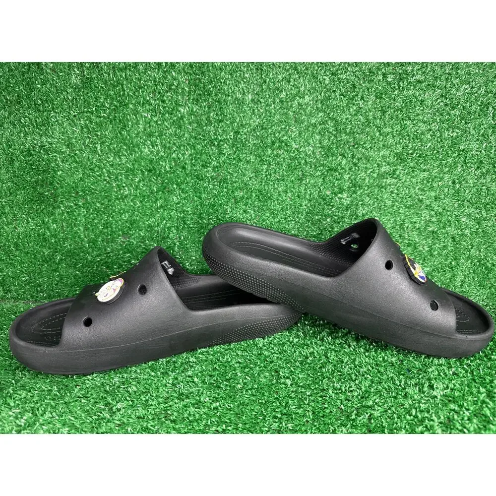 Crocs Classic Slides Black Slip On Sandals Mens Sz 10 Womens Sz 12 DBZ Jibbitz